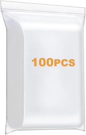 100 PCS 6" x 8" Thick Clear Zip Poly Lock Plastic Bags Seal Reclosable Zip Bag Durable 2.4 Mil Photo Cards Envelopes Snacks Seeds Zipper Bags