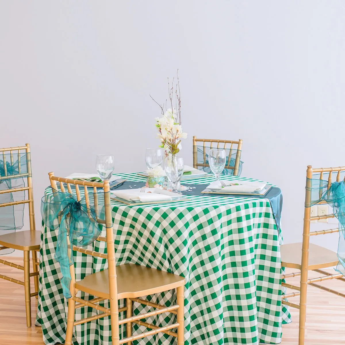 108 in. Round Polyester Tablecloth Checkered (4 Colors)