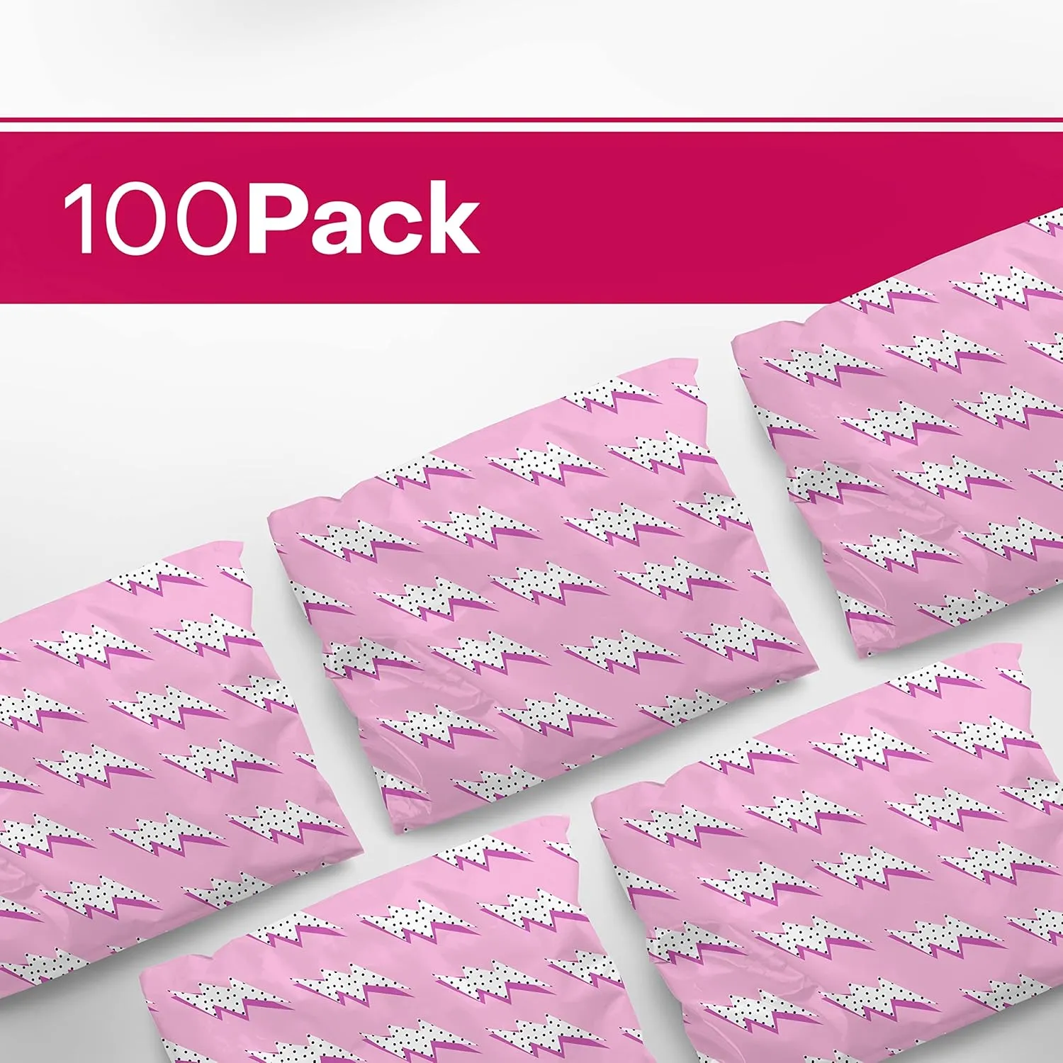 10x13 Poly Mailers – Lightning Bolt – Waterproof, Tear-Resistant Shipping Bags with Adhesive Seal – 100 Pack – Package Mint