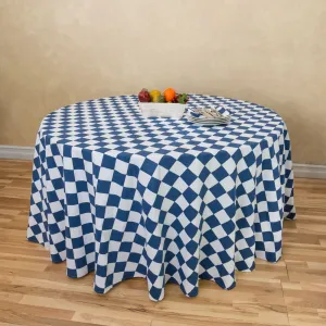 120 in. Checkered Round Cotton Tablecloth