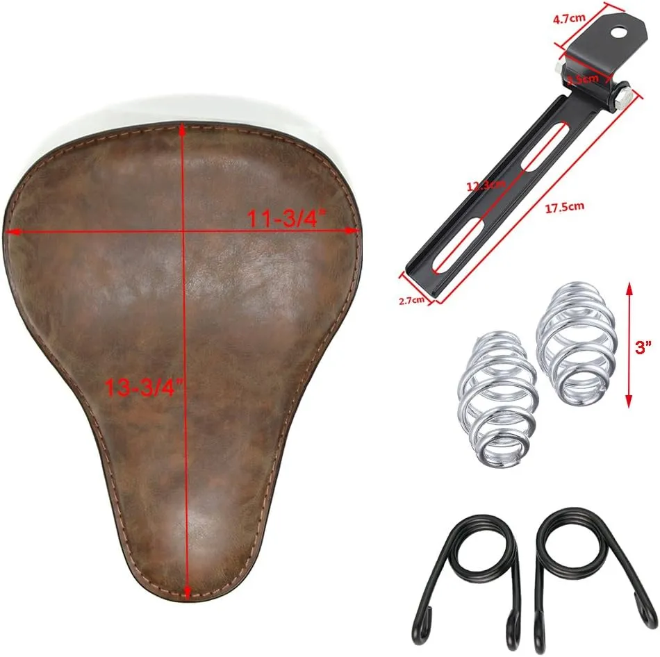 13" Brown Motorcycle Solo Seat Bracket Cushion for Harley Davidson Sportster