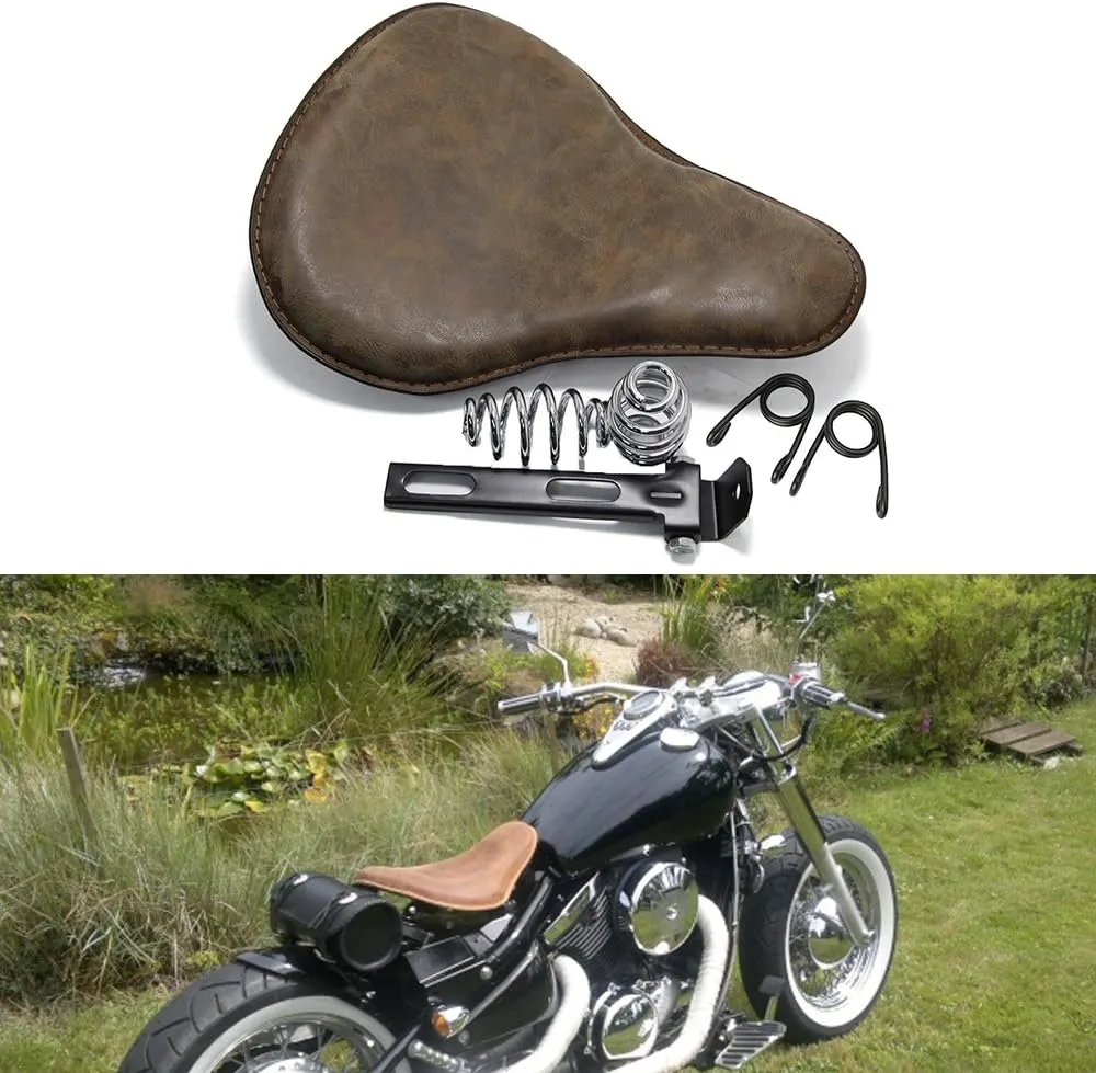 13" Brown Motorcycle Solo Seat Bracket Cushion for Harley Davidson Sportster
