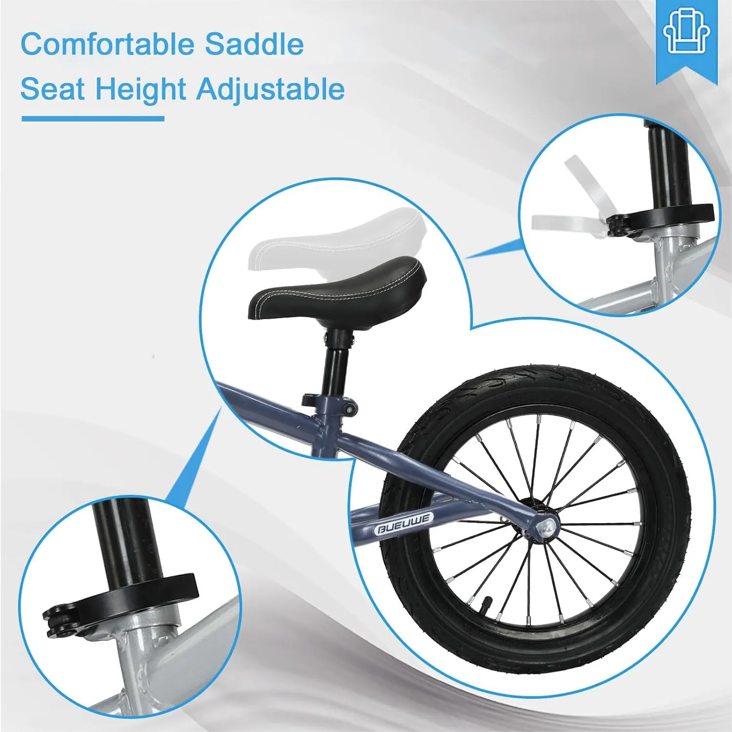 16 Inch Balance Bike for Big Kids Ages 4-8 Years Old Boys and Girls, No Pedal Sports Training Bicycle, Adjustable Seat Pneumatic Tires Quick Assembly