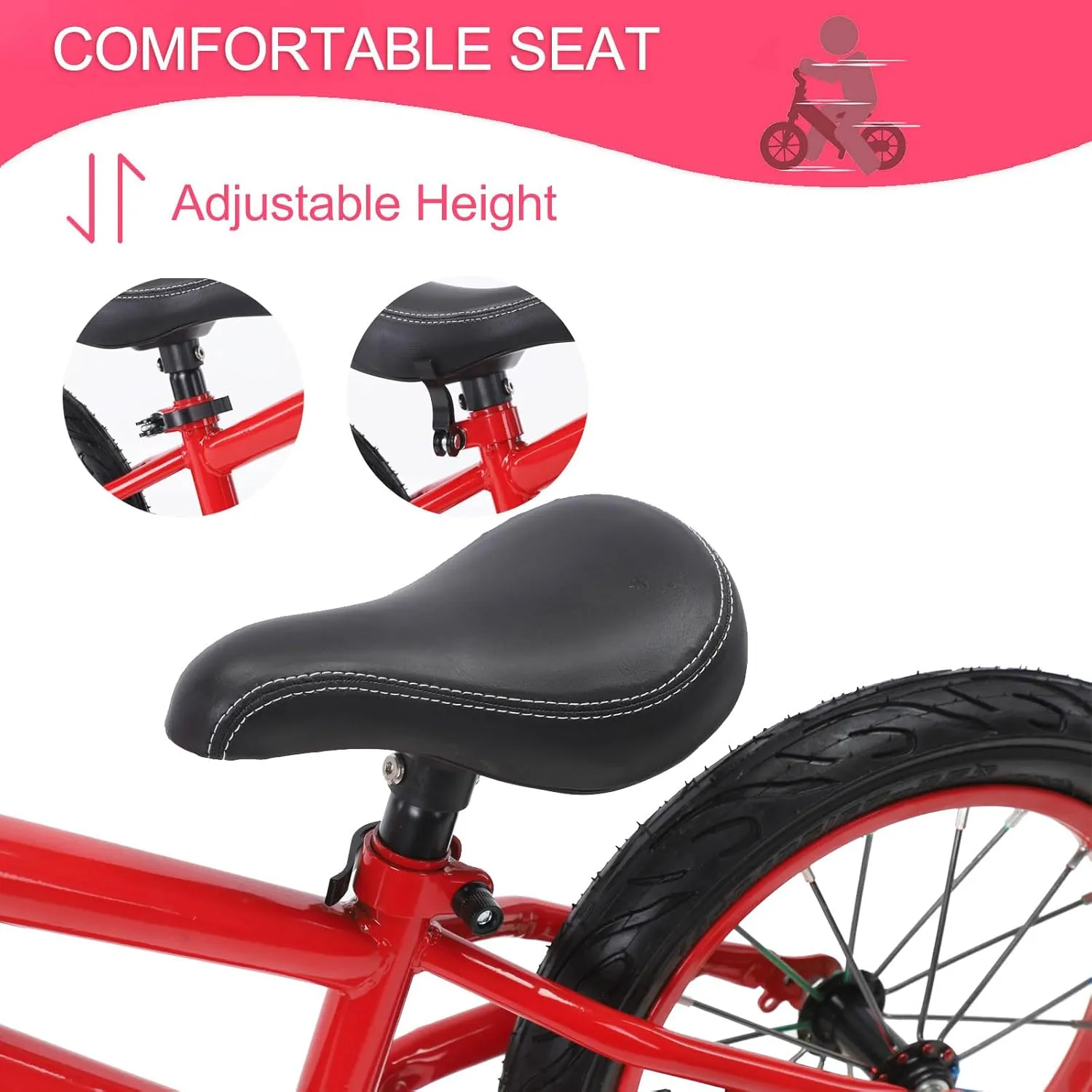 16 Inch Balance Bike for Big Kids Ages 4-8 Years Old Boys and Girls, No Pedal Sports Training Bicycle, Adjustable Seat Pneumatic Tires Quick Assembly