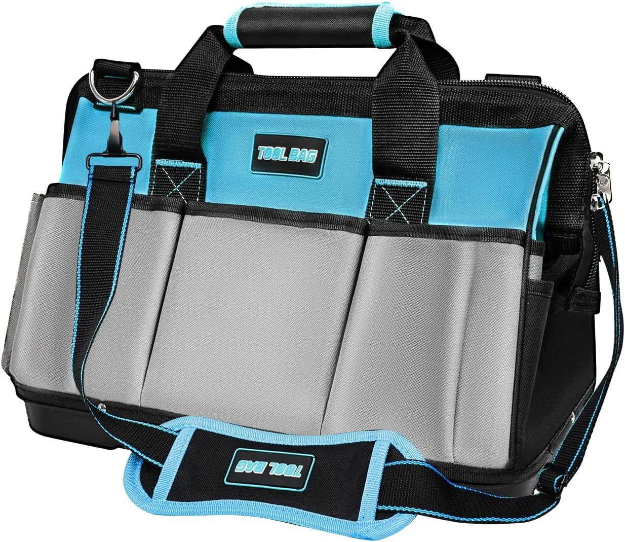 16 Inch Tool Bag Heavy Duty Tool Box Organizer, Portable Tool Organizers and Storage Bag, Tactical Toolbox with Anti-Slip Base & Adjustable Strap for Electrician, DIYer, HVAC, Mechanic