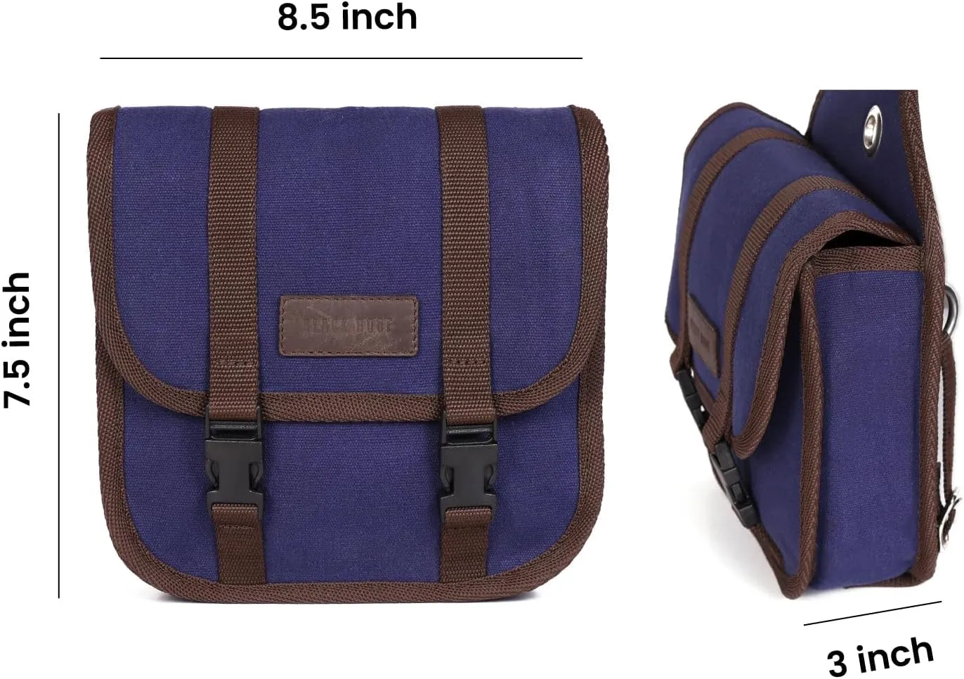18 oz Water Repellent Canvas Saddle Bag for Trail Riding(Blue)