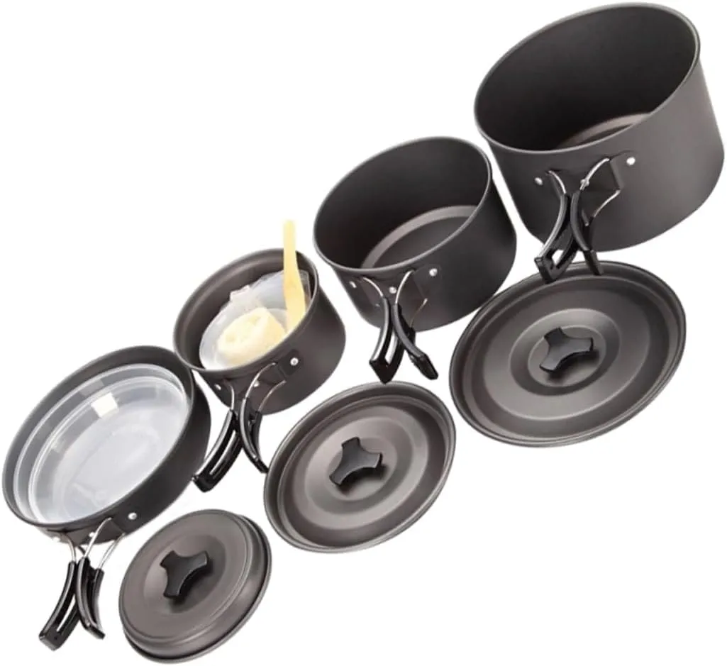 1set Outdoor Portable Cookware Non-Stick Frying Pan Handle for Hiking Camping and Picnics Easy to Clean and Lightweight Cooking Utensils for People
