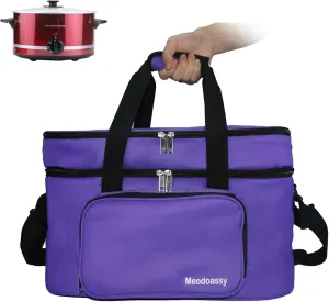 2 Layer Slow Cooker Carrying Bag Compatible with Crockpot 6-8 Quart,Slow Cooker Carrier Bag for Hamilton Beach,Insulated Travel Bag Intensification for Family Gathering Potluck
