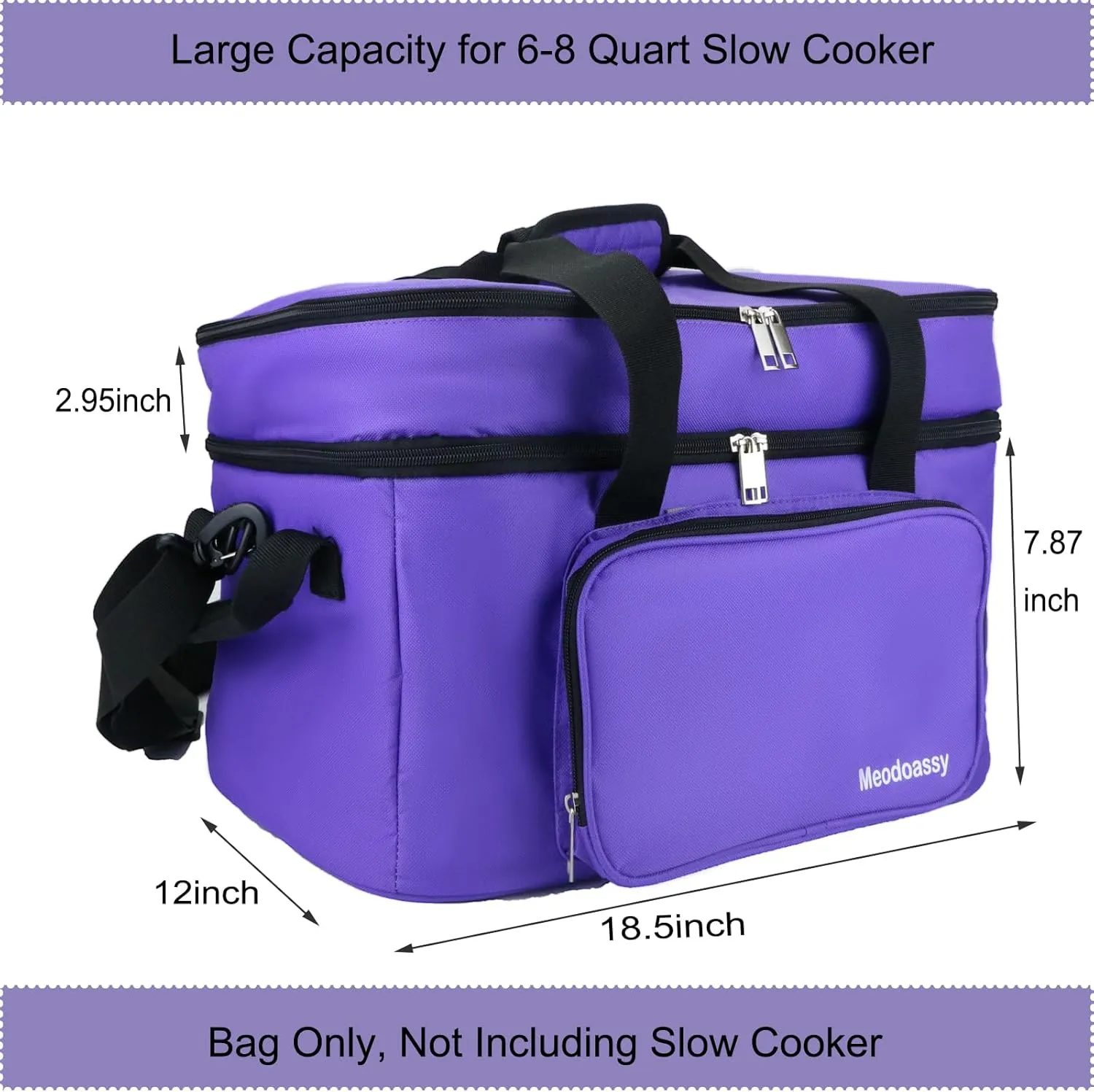 2 Layer Slow Cooker Carrying Bag Compatible with Crockpot 6-8 Quart,Slow Cooker Carrier Bag for Hamilton Beach,Insulated Travel Bag Intensification for Family Gathering Potluck