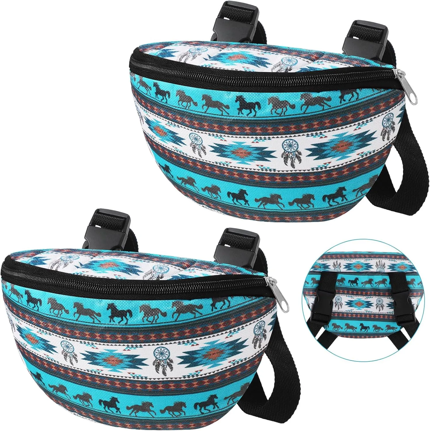 2 Pcs Insulated Saddle Bags for Horses Waterproof Pommel Bag for Western Saddle Durable Equestrian Riding Pouch for Cellphone, Keys & Trail Gear