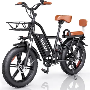 2 Seater Electric Bike for Adults,1500/1000W 30MPH 30-70Miles 48V 15AH Removable Battery Ebike 20" x 4.0 Fat Tire Beach Mountain Commuting Electric Bicycles W/Fork Suspension UL2849