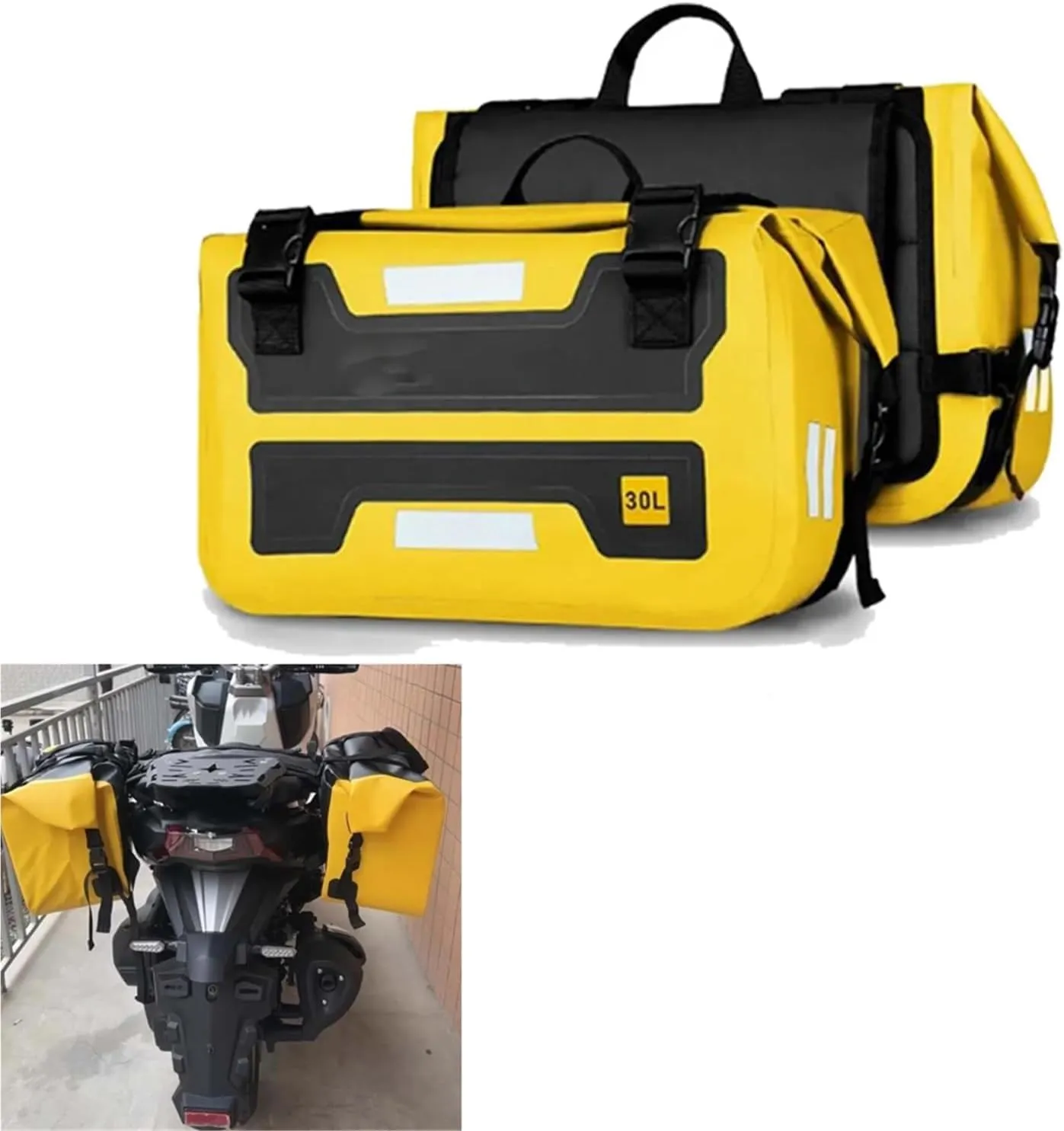2025 Saddle Bag for Yam&aha NAMx 125 155 NMAX125 NMAX155 Motorcycle Waterproof Outdoor Large Capacity Luggage Storage Panniers(A Pair Yellow)