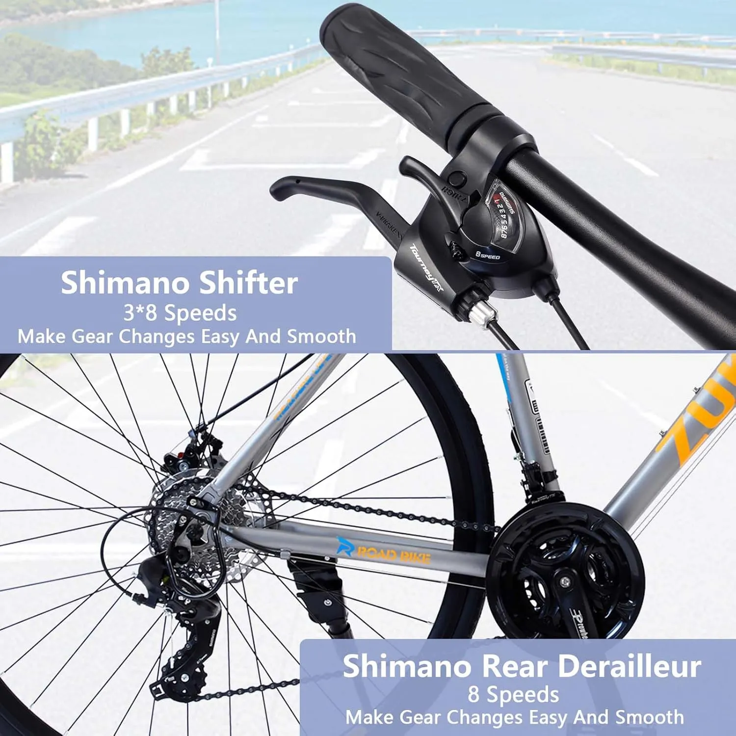 24-Speed Hybrid Bike for Men Women with 700C Disc Brake Road Bike,Lightweight Aluminum Alloy Frame,All-Terrain Commuter Bicycle for Urban Eco-Friendly Transportation City Riding