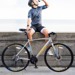 24-Speed Hybrid Bike for Men Women with 700C Disc Brake Road Bike,Lightweight Aluminum Alloy Frame,All-Terrain Commuter Bicycle for Urban Eco-Friendly Transportation City Riding