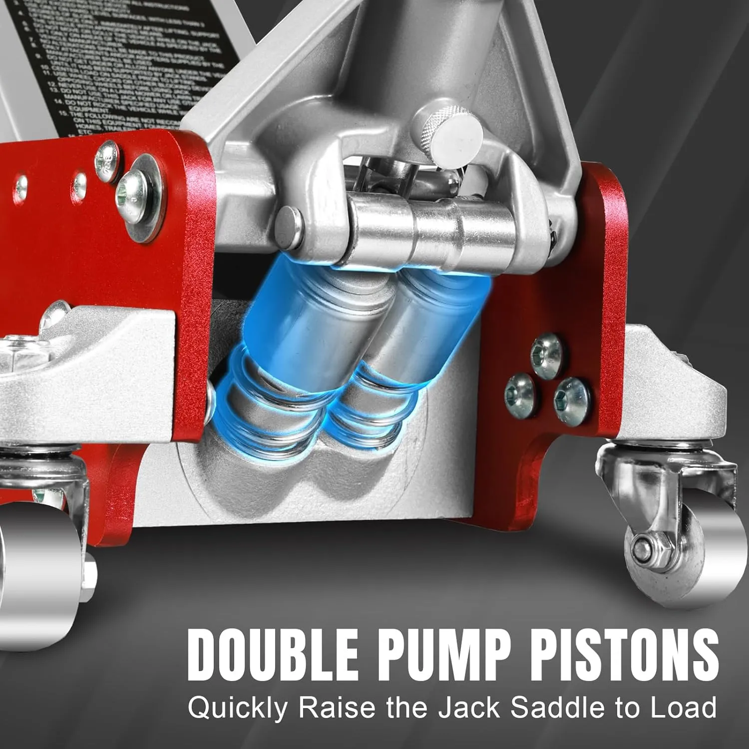 3 Ton Low Profile, Aluminum and Steel Racing Floor Jack with Dual Pistons Quick Lift Pump for Sport Utility Vehicle, Lifting Range 3-15/16" min to 18-5/16" max, Red