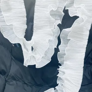 3 Yards Ruffle Pleated Chiffon Trim Two Layer Trimmer Dress Bag Decoration Tulle Fabric Applique Craft Sewing (White)