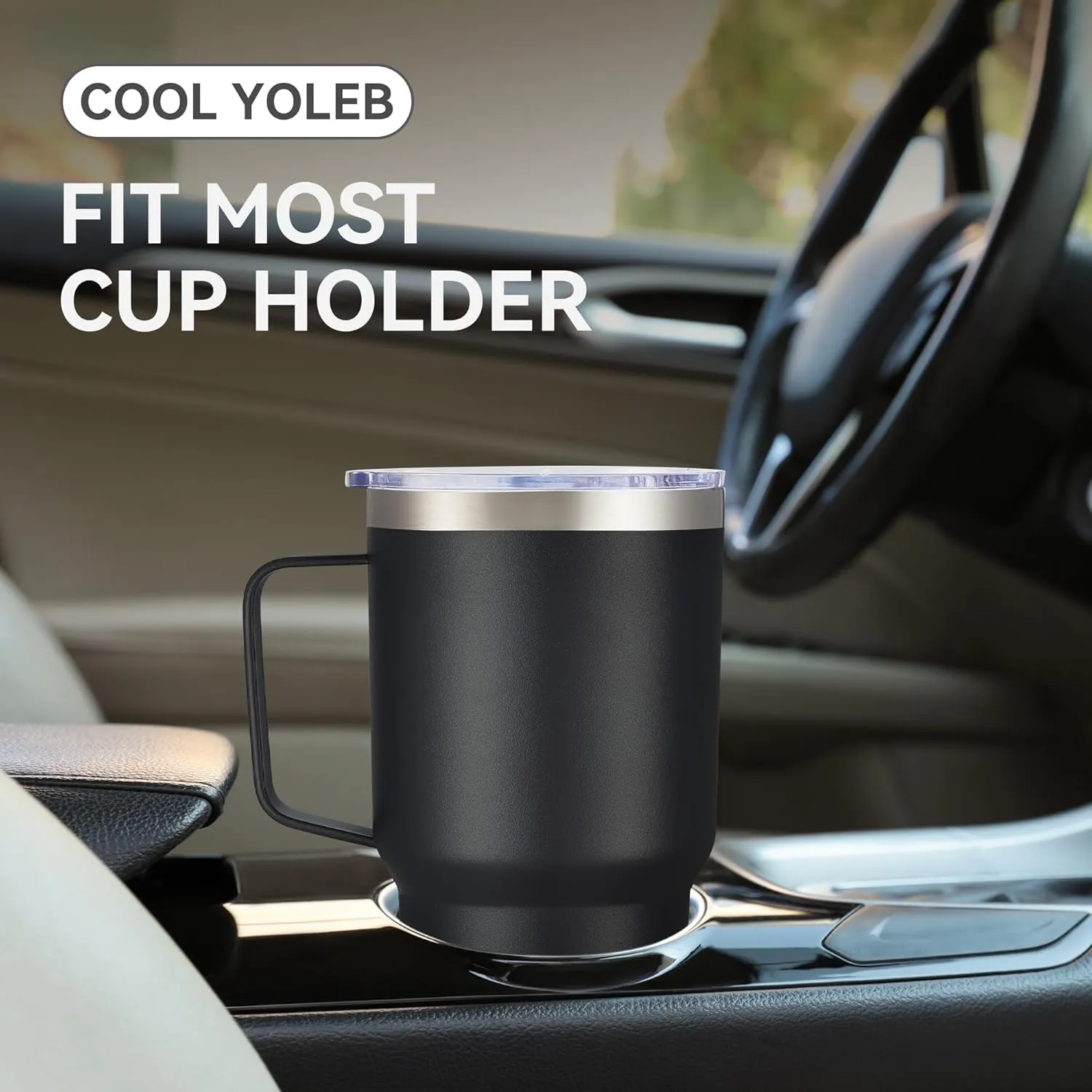 30 oz Tumbler with Handle and Lid, Stainless Steel Tumblers Bulk Double Wall Vacuum Insulated Travel Mug Leak Proof Cup Keep Drinks Cold and Hot Black, 8 Pack