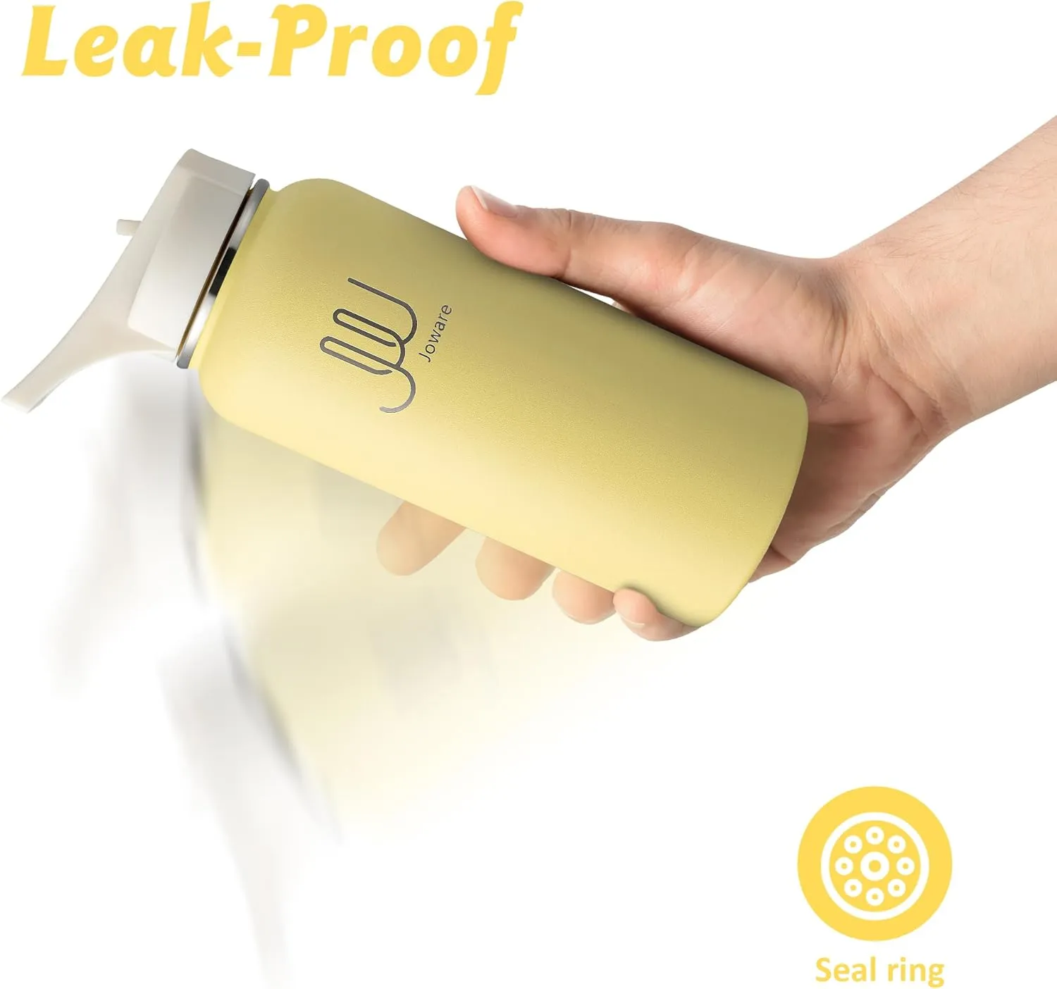 32 oz Insulated Water Bottle with Straw, Stainless Steel Sports Water Flask with 3 Lids, Leak Proof Travel Thermal Cup, Butter Up
