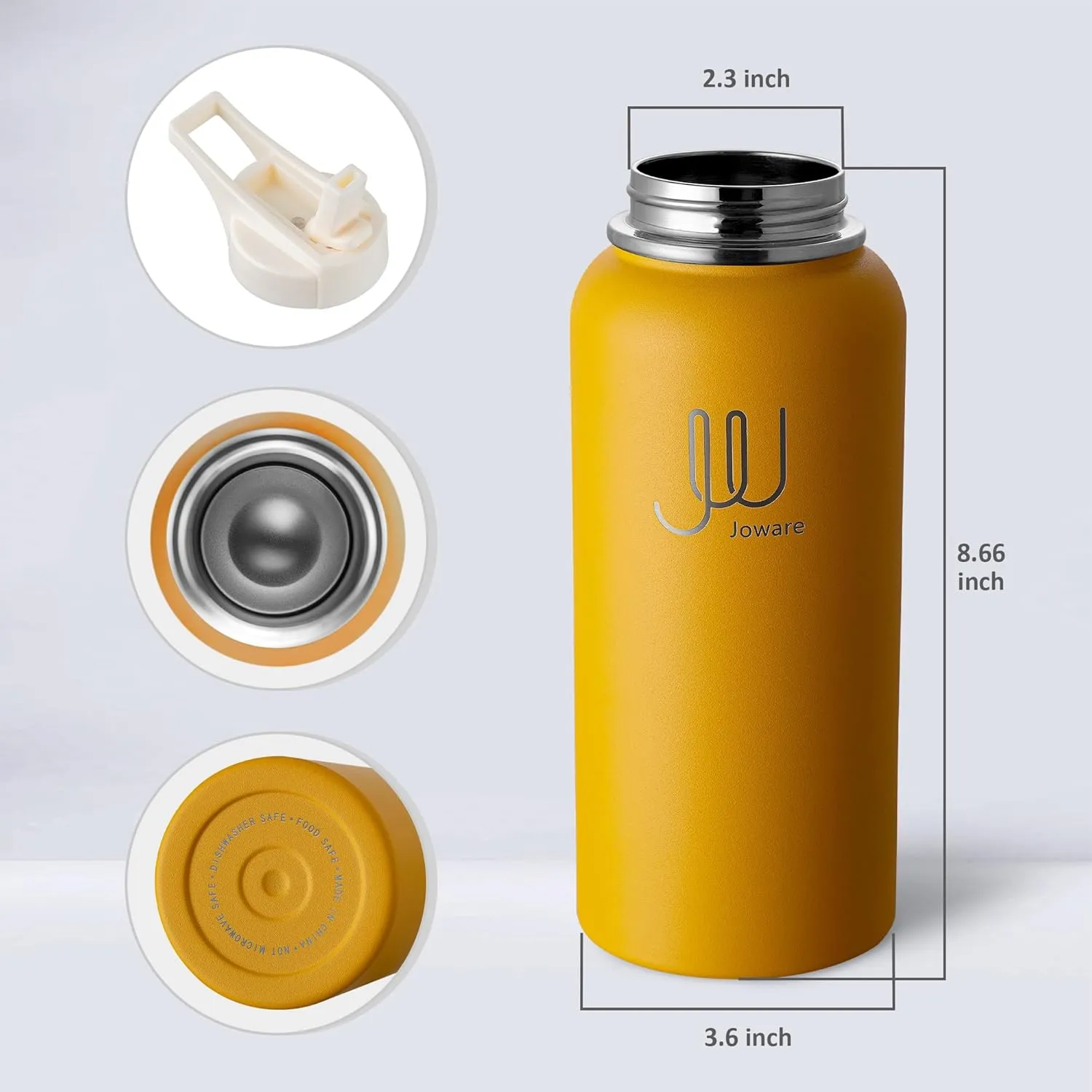 32 oz Insulated Water Bottle with Straw, Stainless Steel Sports Water Flask with 3 Lids, Leak Proof Travel Thermal Cup, County Orange