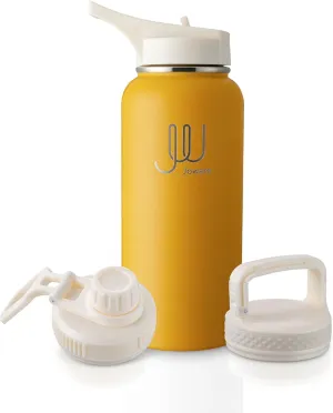 32 oz Insulated Water Bottle with Straw, Stainless Steel Sports Water Flask with 3 Lids, Leak Proof Travel Thermal Cup, County Orange
