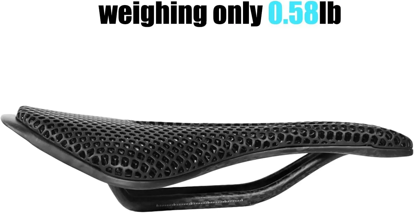 3D Printed Carbon Fiber Bike Saddle,Breathable/Waterproof/Light Unisex Cushion Seat for BMX, MTB & Road-Black(Full Carbon Fiber&Nylon)