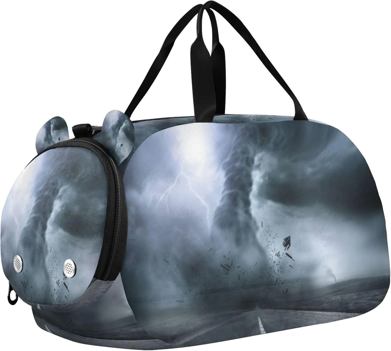 3d Tornado Sports Duffle Bag for Girls Boys, Gym Bag with Shoe Compartment, Kids Travel Overnight Weekender Shoulder Bag