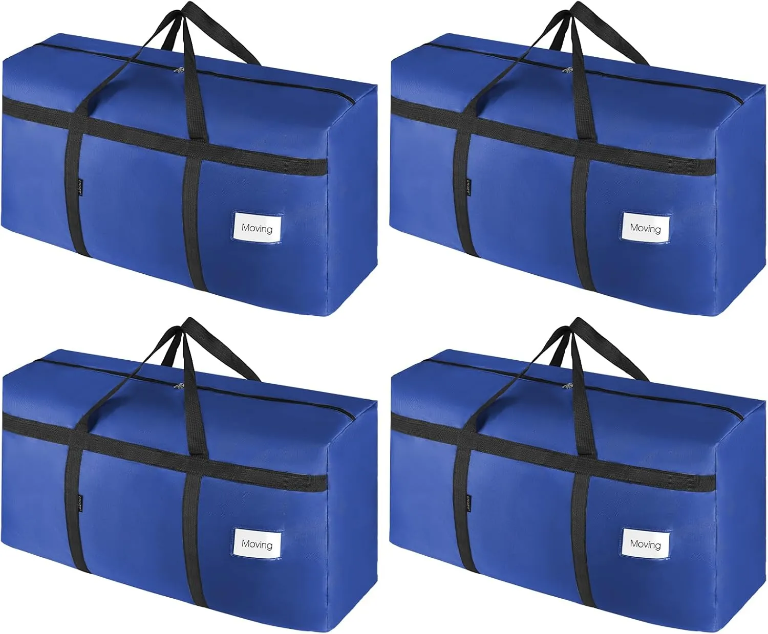 4 Pack Moving Bags Heavy Duty Extra Large 90L, College Packing Bags for Moving Clothes, Moving Supplies & Boxes with Zippers and Handles, Storage Bags Moving Totes Camping Essentials (Blue)