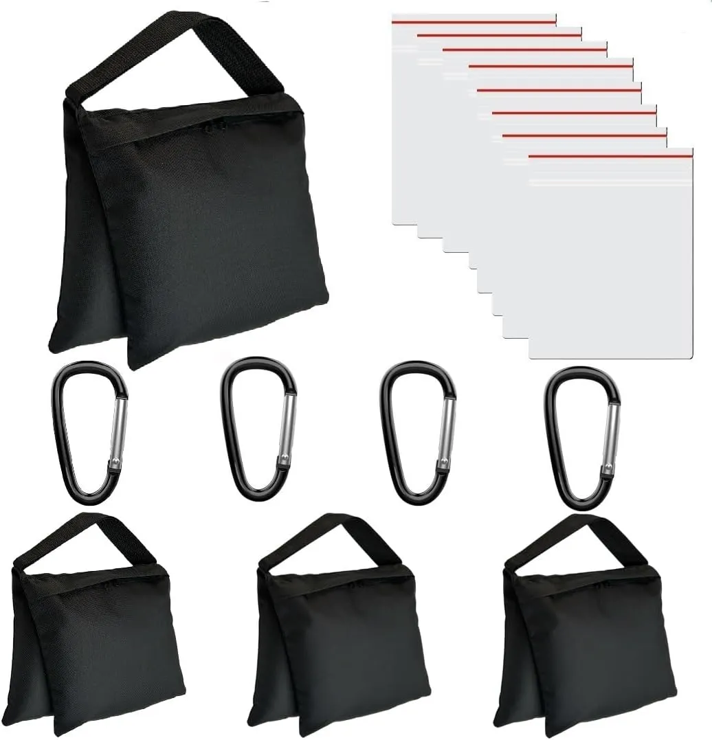 4-Pack Weight Sand Bags Saddle-Bag Style for Photography Tripod, Video Equipment, Studio Set, Light Stand, Film Set, Folding Chair, Camping Tents, Sports, Indoor Outdoor Use