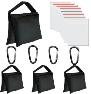 4-Pack Weight Sand Bags Saddle-Bag Style for Photography Tripod, Video Equipment, Studio Set, Light Stand, Film Set, Folding Chair, Camping Tents, Sports, Indoor Outdoor Use