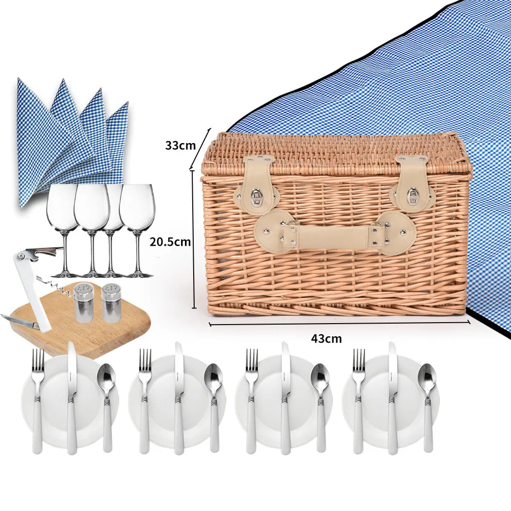 4 Person Willow Picnic Basket Set