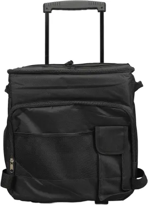 43L Rolling Cooler Bag, Oxford Cloth, Pearl Cotton, Peva, 1850g, With Trolley Case Design, Leakproof Insulated Food Storage Bag for Camping Outdoor Picnic Black