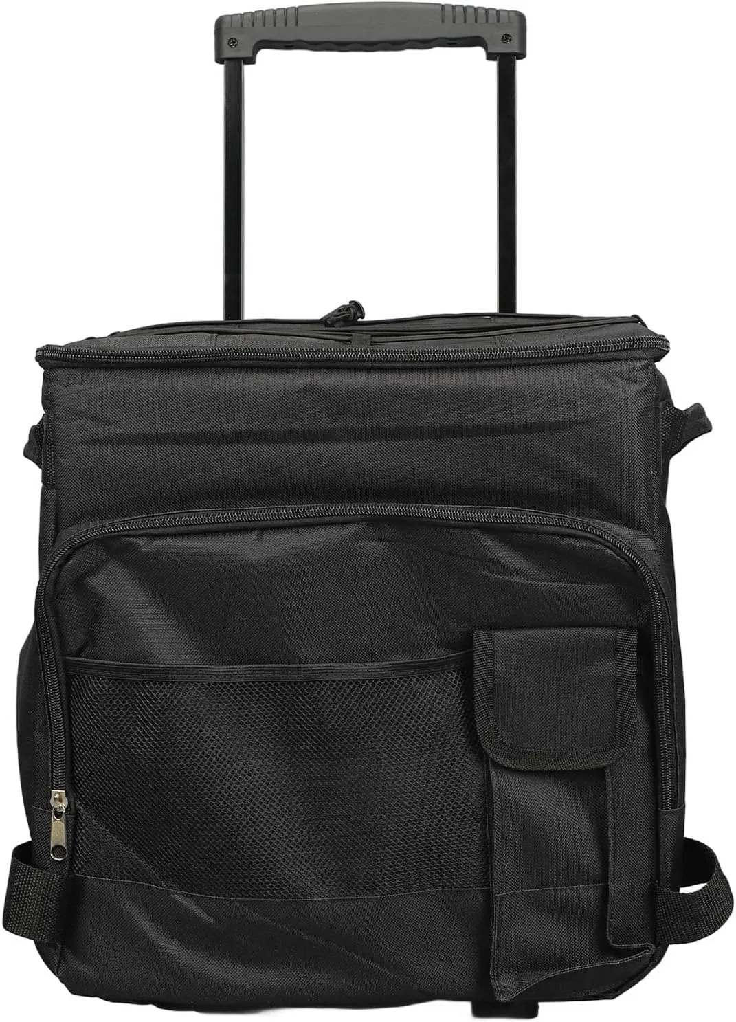 43L Rolling Cooler Bag, Oxford Cloth, Pearl Cotton, Peva, 1850g, With Trolley Case Design, Leakproof Insulated Food Storage Bag for Camping Outdoor Picnic Black