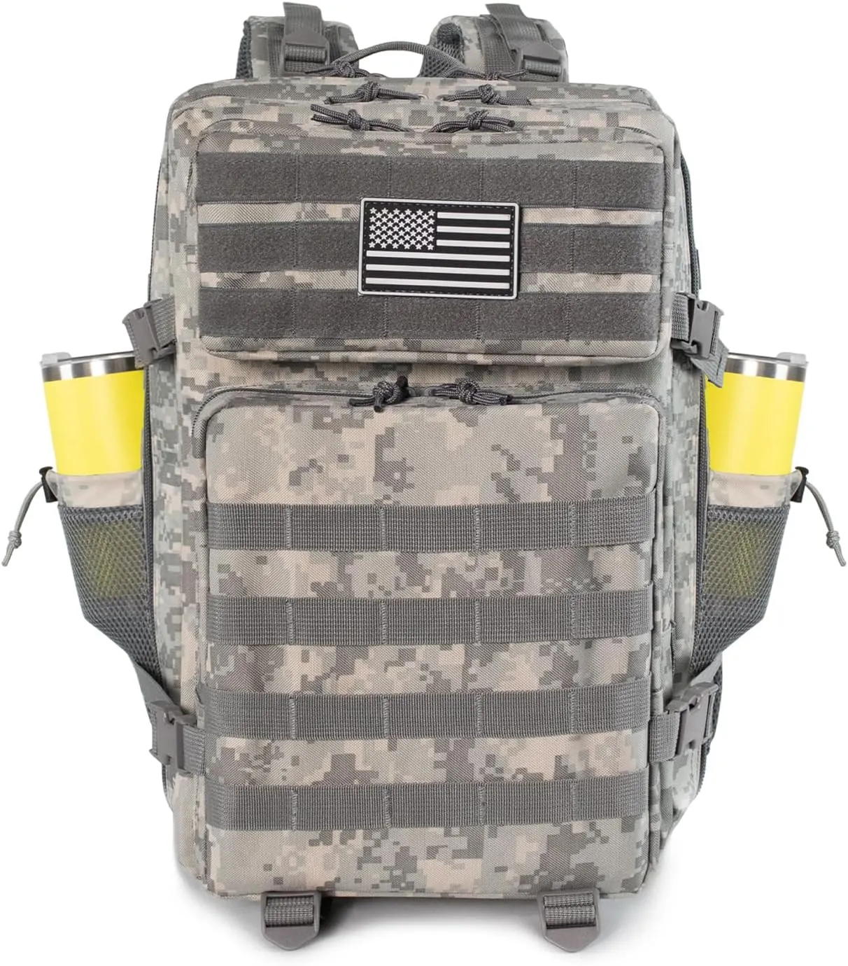 45L Military Tactical Backpack 3 Day Molle Assault Pack Large Army Bug Out Bag Rucksack Daypack for Men Outdoor Hiking Army Camping Hunting (Grey Camo)