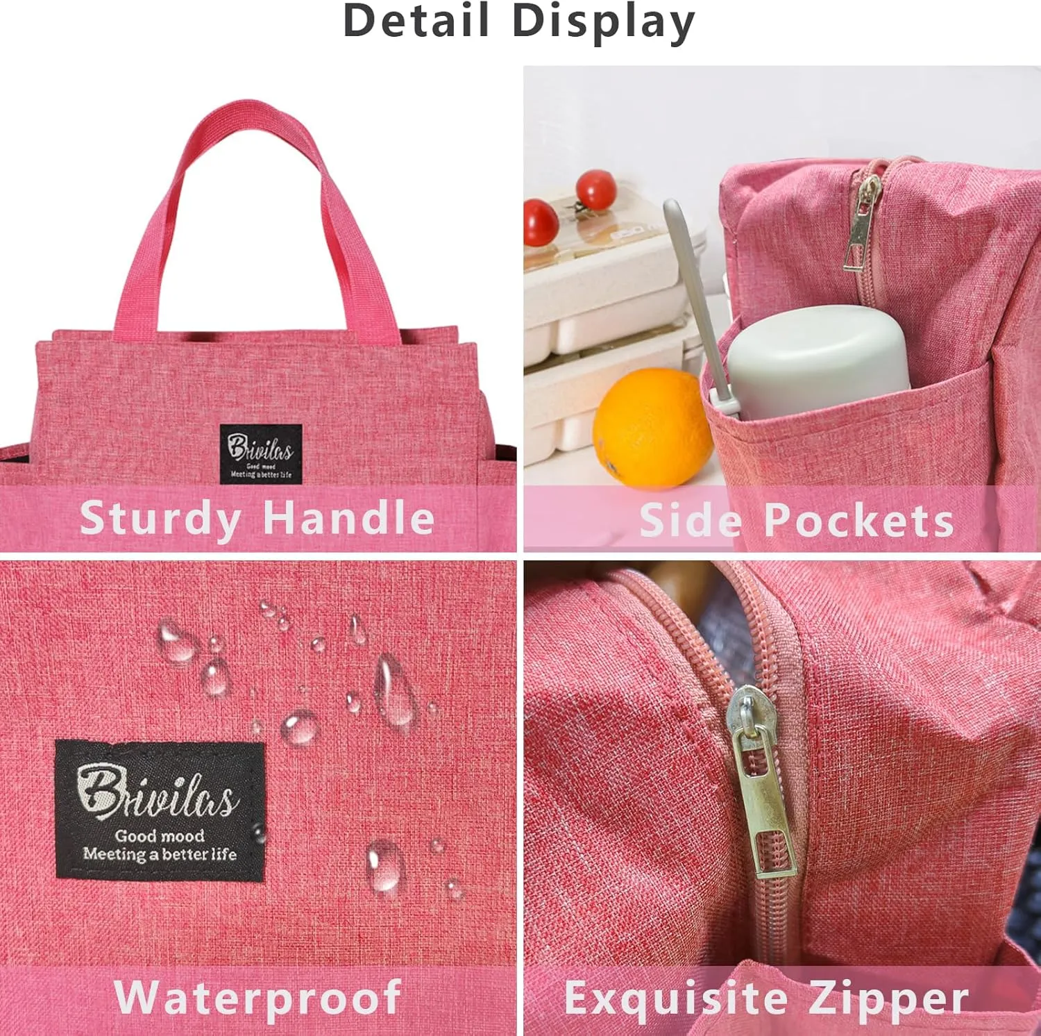 4PCS Large Lunch Bag Tote Cooler Insulated Lunch Box for Women and Men Large Capacity Lunch Tote Bag Reusable Waterproof Bento Bag for Work Picnic (4PCS)