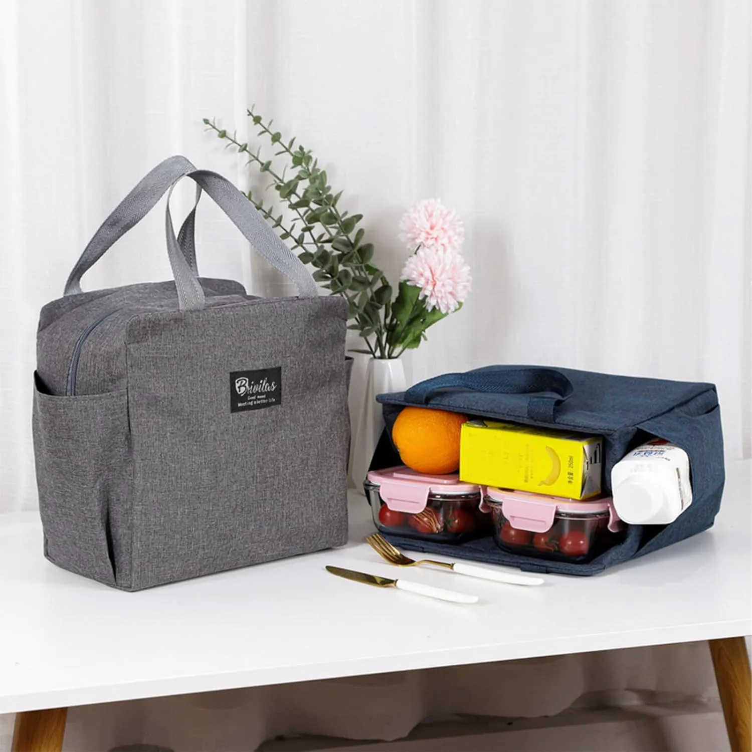 4PCS Large Lunch Bag Tote Cooler Insulated Lunch Box for Women and Men Large Capacity Lunch Tote Bag Reusable Waterproof Bento Bag for Work Picnic (4PCS)