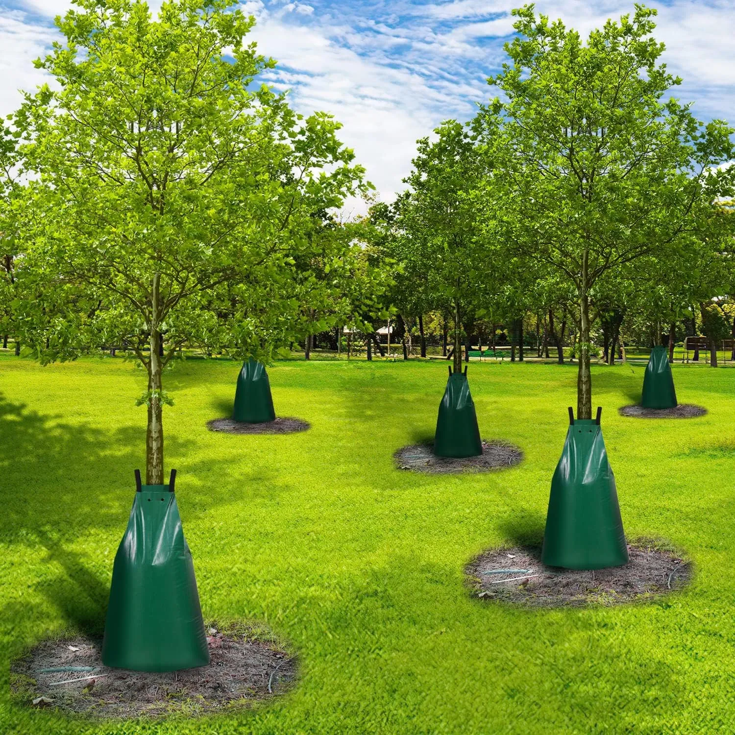 5-Pack 20 Gallon PVC Tree Watering Bags,Heavy Duty Slow Release Drip Irrigation Bag for Newly Planted or Established Trees,Reusable