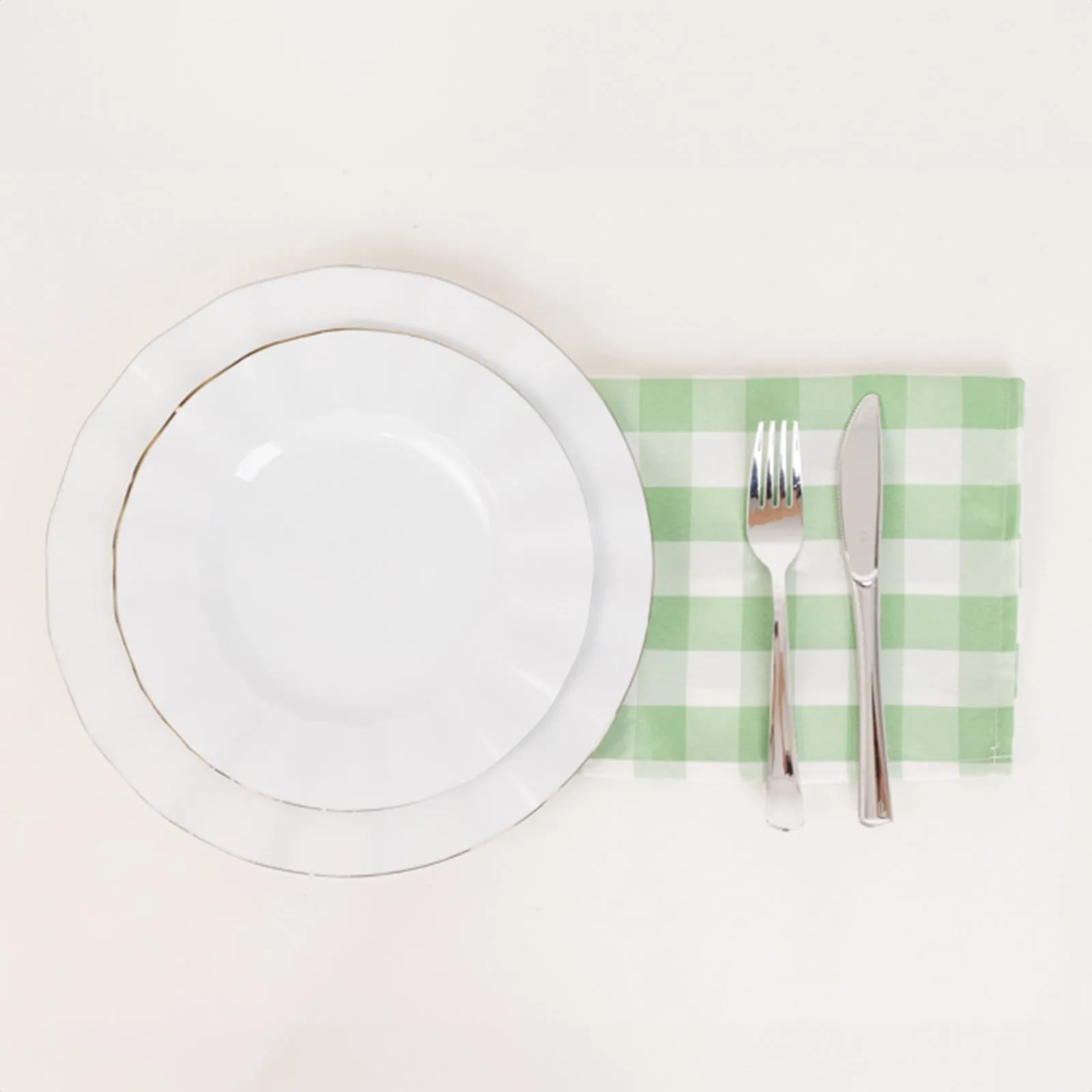5 Pack Polyester 15"x15" Napkins Sage Green/White Buffalo Plaid Gingham Style Cloth Napkins