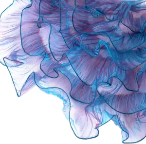 5 Yard Organza Ruffled Fabric, Retro Ruffle Tulle Lace Border, Pleated Chiffon Trim Ribbon for Sewing Clothes Dress Bag Cake Decoration- Gradient Purple Blue