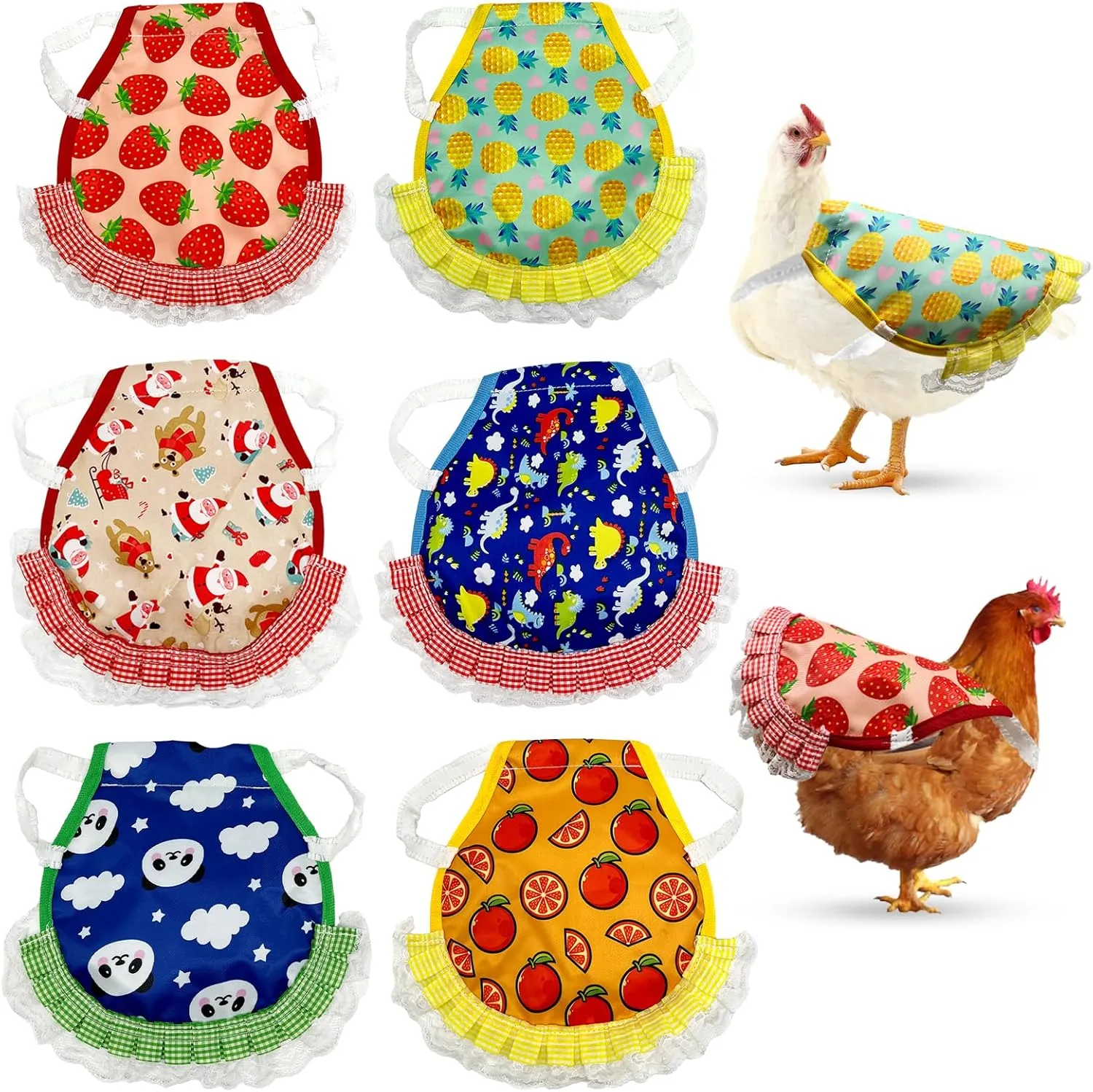 6 Pcs Chicken Saddle For Hens Waterproof Chicken Apron Poultry Protector Wing Back Feather Fixer Supplies