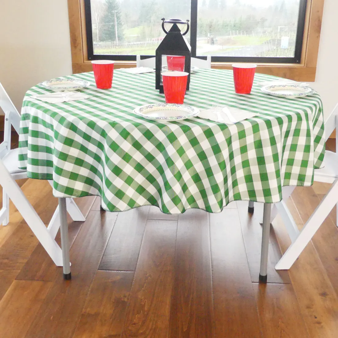 70 in. Round Tablecloth Checkered