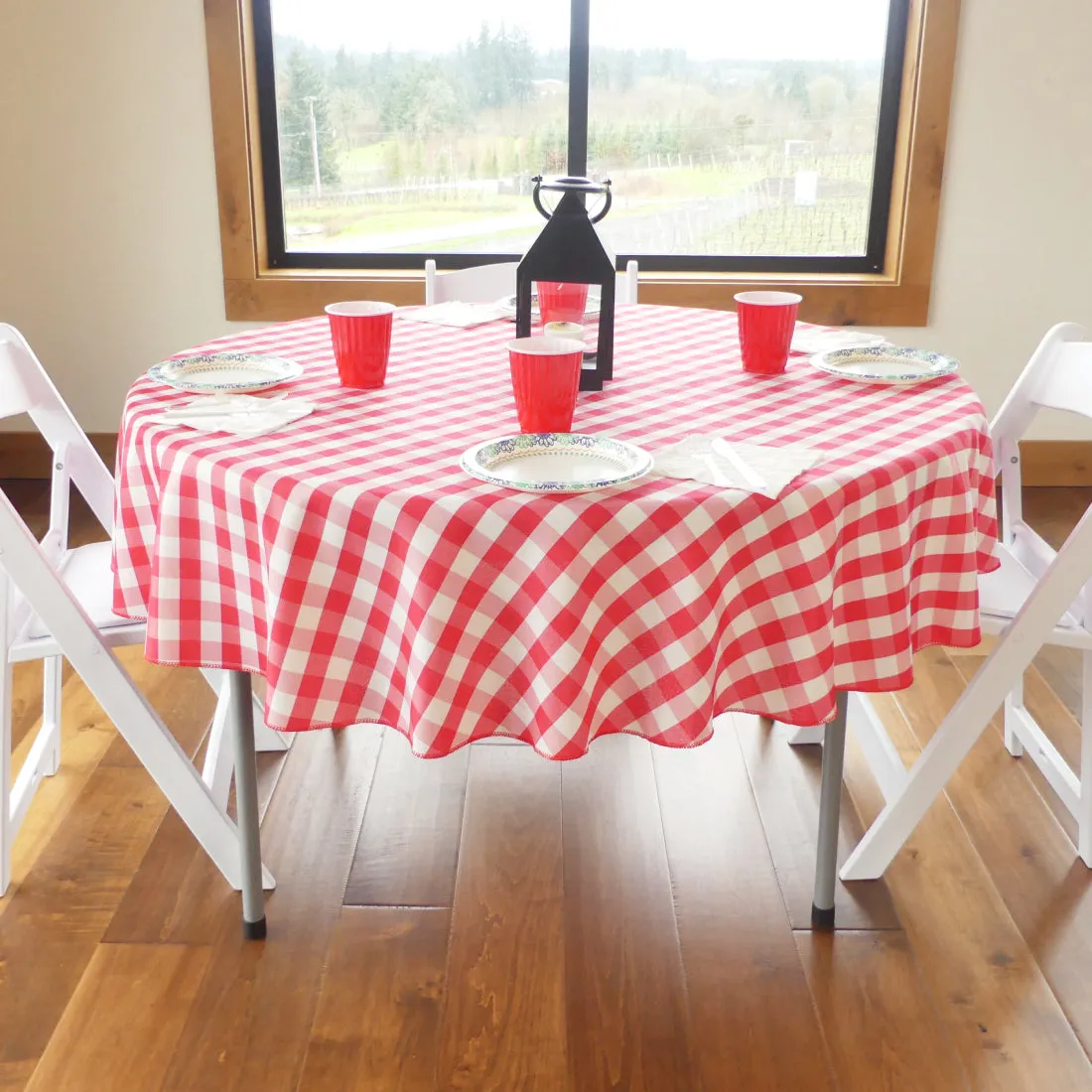 70 in. Round Tablecloth Checkered