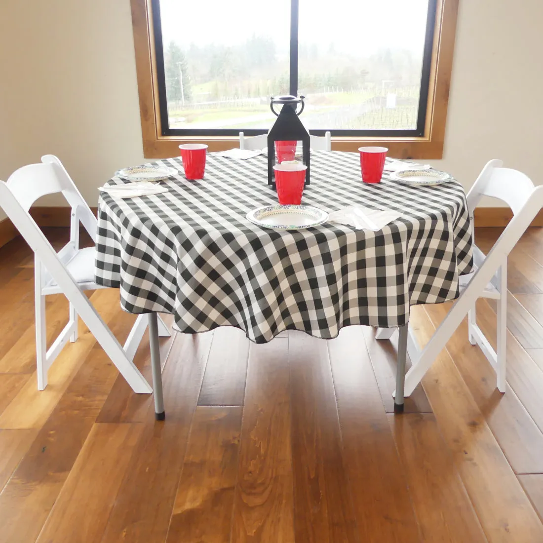 70 in. Round Tablecloth Checkered