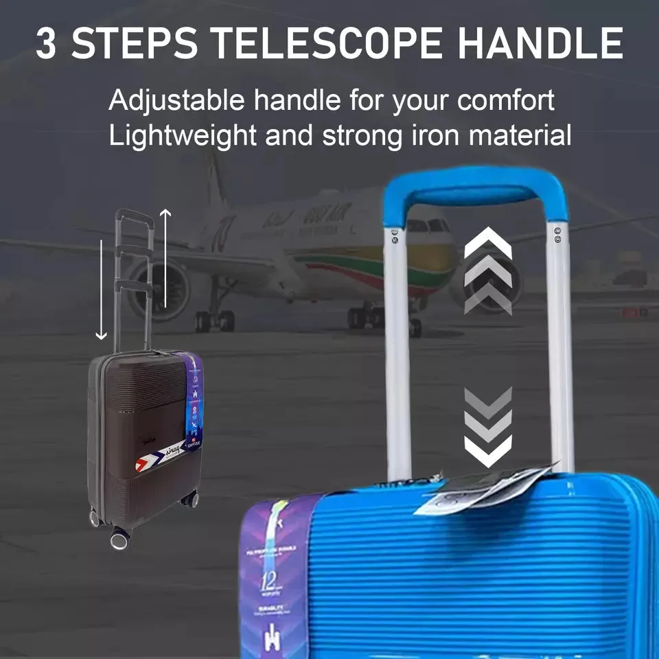 8 Wheel PP Lightweight Hard Shell Luggage Cabin Suitcase