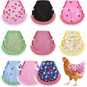 9 Pcs Chicken Saddles For Hens, Waterproof Chicken Aprons with Elastic Straps, Chicken Feather Protective Jackets, Poultry Protectors, Wing Back Protectors, Hen Feather Fixing Supplies
