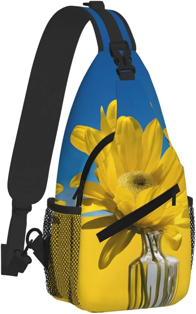 A Beautiful Sunflower Print Cross Chest Bag Diagonally For Short-Distance Travel And Daily Use