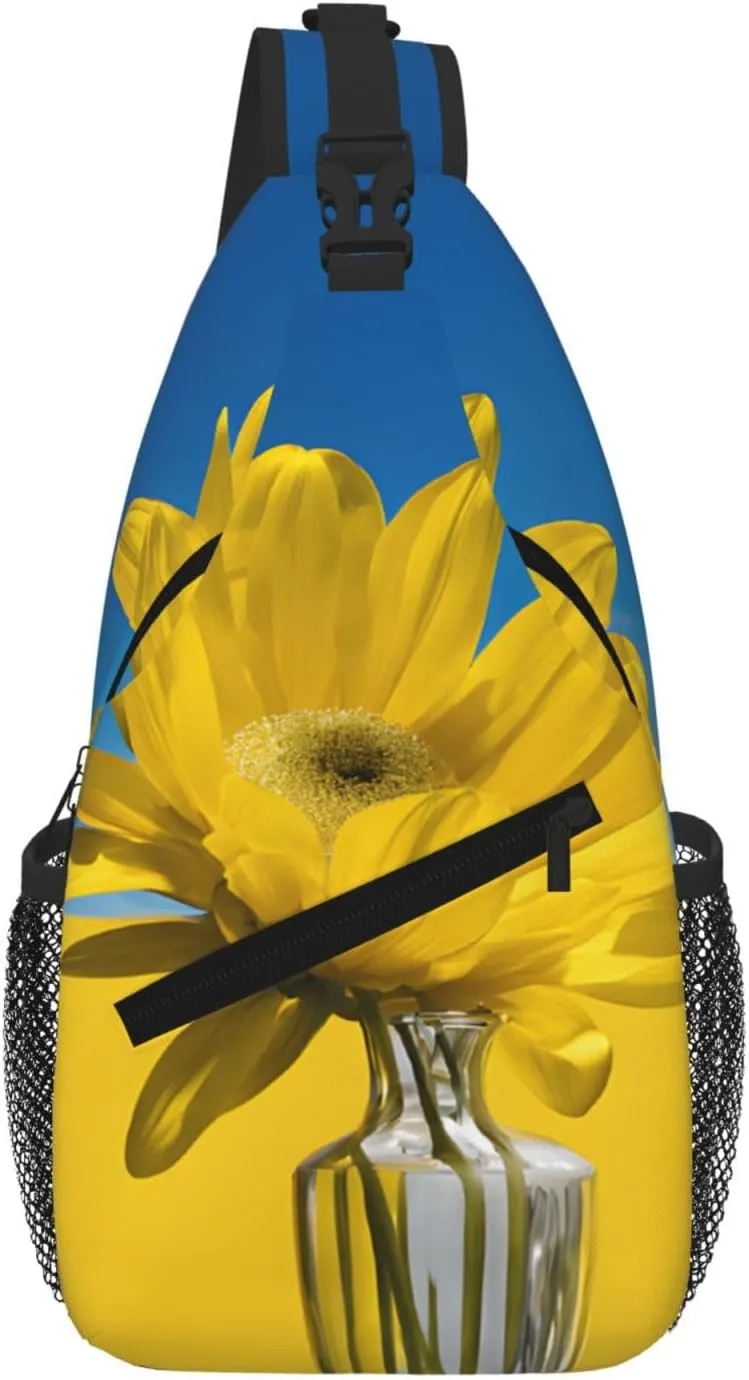 A Beautiful Sunflower Print Cross Chest Bag Diagonally For Short-Distance Travel And Daily Use