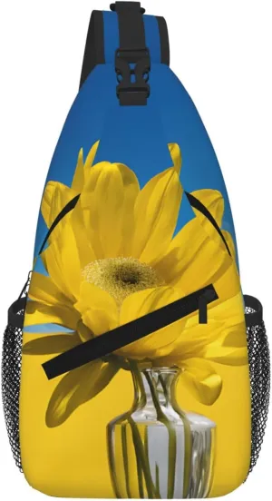 A Beautiful Sunflower Print Cross Chest Bag Diagonally For Short-Distance Travel And Daily Use
