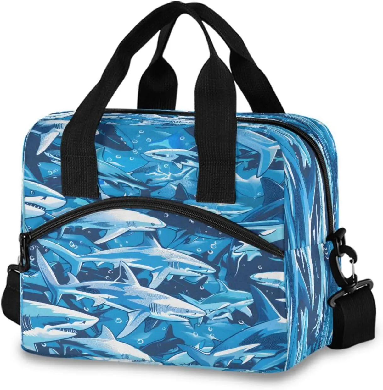 A School Of Underwater Sharks Lunch Box for Men Women Adults Insulated Lunch Bag Cooler Bag with Adjustable Shoulder Strap for Work Picnic Travel
