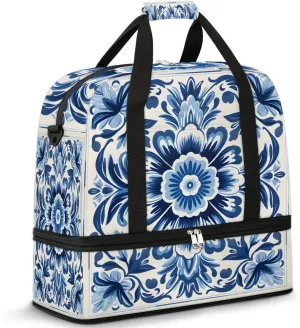 Abstract Boho Retro Printings Travel Duffle Bag, Collapsible Travel Bag Sports Gym Bag With Shoes Compartment Weekender Bag Overnight Bag For Women Men