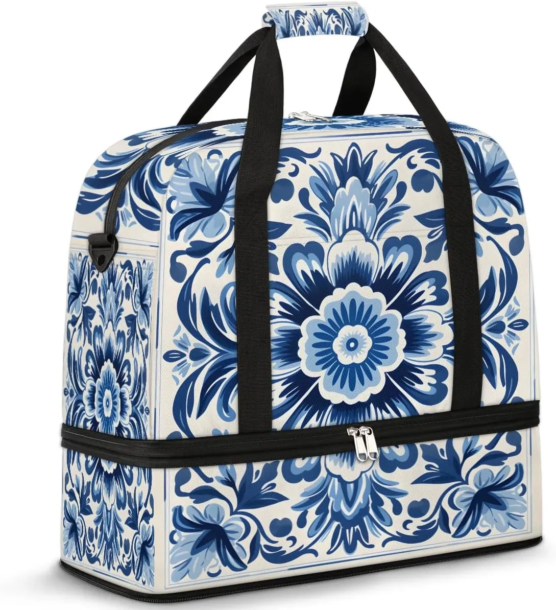 Abstract Boho Retro Printings Travel Duffle Bag, Collapsible Travel Bag Sports Gym Bag With Shoes Compartment Weekender Bag Overnight Bag For Women Men